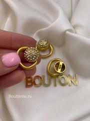 Пуговица Скиап. Золотистый пирсинг в стразах (с подвижной частью)