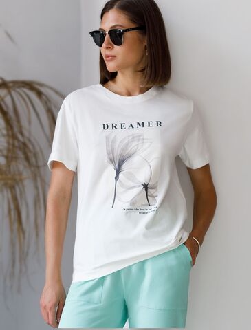 Футболка из премиального хлопка с авторским принтом  D49.983 (113110)