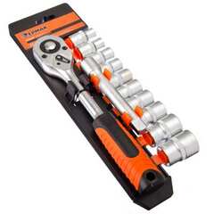 Набор торцевых головок ЕРМАК 12 предметов, 1/2" головки, удлинитель и трещотка