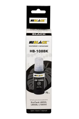 Контейнер с чернилами Hi-Black (HB-108) для Epson  L8050/L18050, BK,  70ml