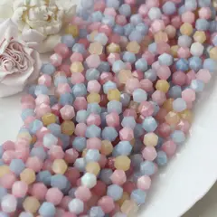 Тонированный кварц, микс, граненые бусины, 9 мм, нить, К083