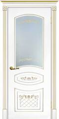 Дверь Смальта 05 / Цвет Белый ral 9003 патина золото / Сатинат, ультрафиолетовая печать / Двери ТЕКОНА
