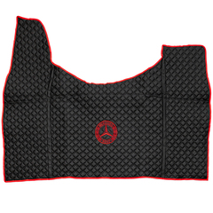 Ковры MERCEDES Actros MP3 (автомат) с шахтой (экокожа, черный, красный кант, красная вышивка)