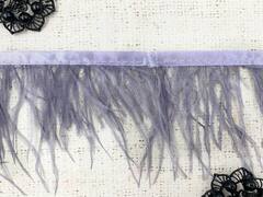 Кант с пером страуса, ш. 9 см, серо-сиреневый