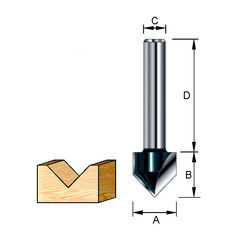 Фреза для V-образных пазов 15,97х32х12,7х8 мм; 90° D-10693