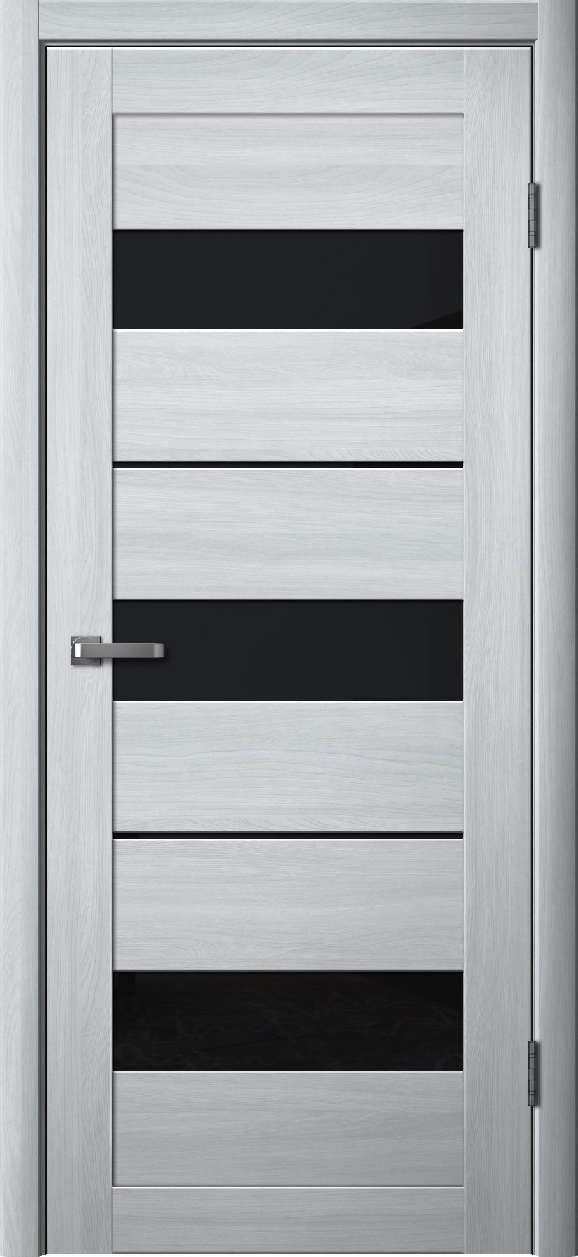 Дверь межкомнатная Двероникс 20Л, цвет пепельный ясень, экошпон, стекло черное