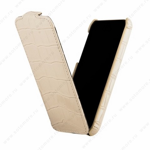 Чехол-флип Melkco для iPhone SE/ 5s/ 5C/ 5 Leather Case Jacka Type (Crocodile Print Pattern - White)