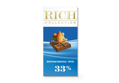 Молочный шоколад Rich с орехами, 70г