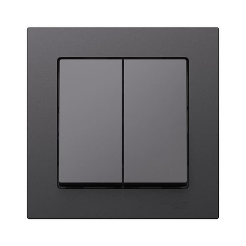 Выключатель двухклавишный, 10АХ, в сборе. Цвет Базальт. Schneider Electric AtlasDesign. ATN001452