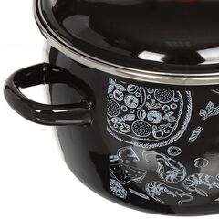 Кастрюля сталь, эмал, 2 л, с крыш, крышка сталь, Appetite, Chilli, 1МС161Р, чер, индукц