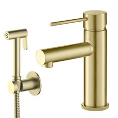 Timo 2360/17G Смеситель для раковины с гигиеническим душем Timo Saona золото матовое (2360/17G) фото