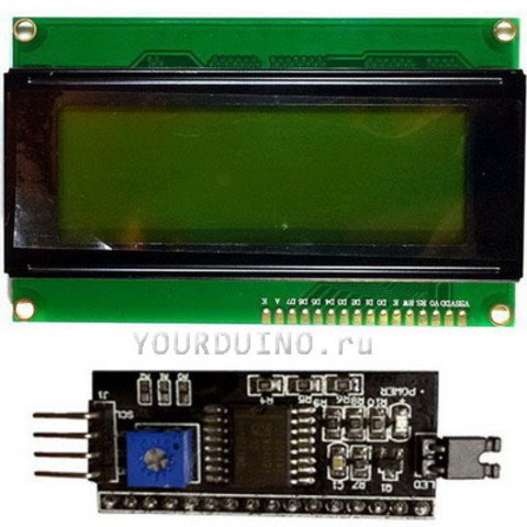 Дисплей LCD2004 (зеленый) + I2C Конвертер