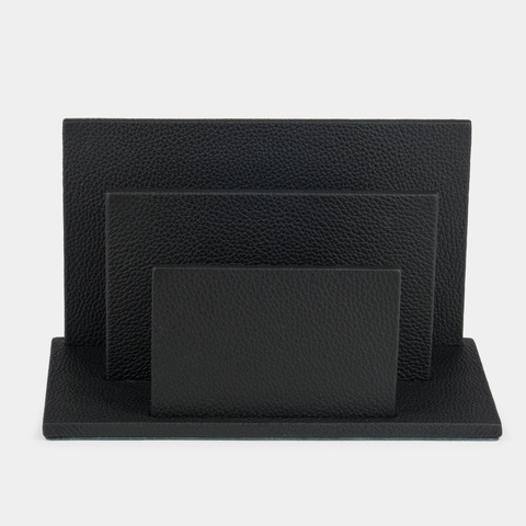 Подставка для визиток и бумаг из натуральной кожи теленка, черного цвета