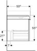 Шкафчик для раковины Geberit Citterio, с одним выдвижным ящиком: B=118.4см, H=55.4см, T=50.4см, черный / глянцевое стекло, темный дуб / меламин, структура дерева