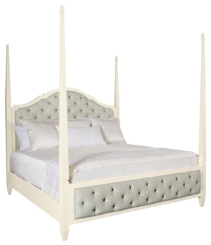 Savoy Place Upholstered Poster Bed with Metal Canopy (optional)