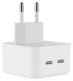 Комплект СЗУ для Apple (адаптер на 2 Type-C + кабель Type-C на Lightning) с быстрой зарядкой 50W (Белый) Сетевое зарядное устройство