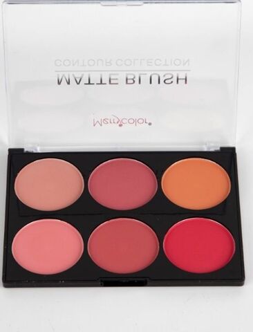 MC2105№02 Румяна для контуринга 6-цветные MATTE BLUSH CONTOUR COLLECTION роза+оранжевый