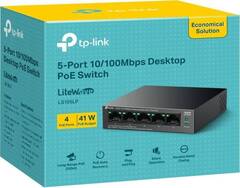 TP-Link LS105LP Настольный коммутатор с 5 портами 10/100 Мбит/с (4 порта PoE), стальной корпус