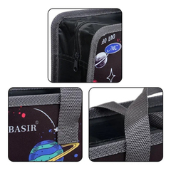 
          Папка школьная на молнии Basir, формат А4, сумка, серия "Космос", с тканевыми ручками и с тканевой окантовкой, 33,5*26,5
