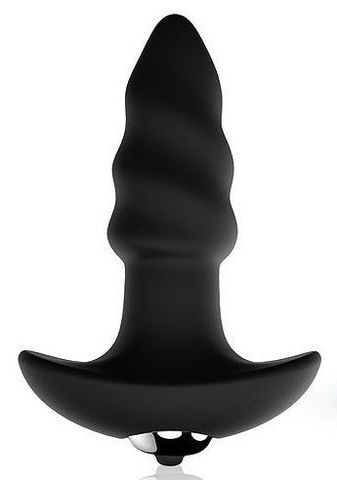 Черная спиралевидная вибропробка с широким основанием - Sex Expert SEX EXPERT SEM-55174