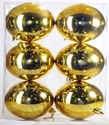 Декор набор шаров 6 штук диаметр 8 см, золото