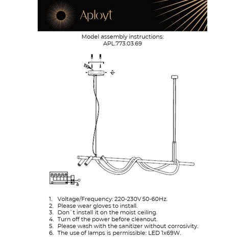 Подвесной светодиодный светильник Aployt Sindrillon APL.773.03.69