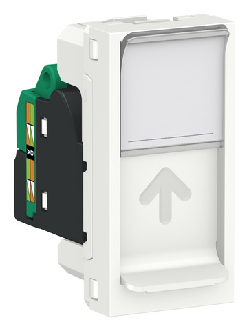 Розетка компьютерная, RJ45, одиночная, кат. 6 UTP. 1 модуль. Цвет Белый. Schneider Electric. Unica Modular. NU341418