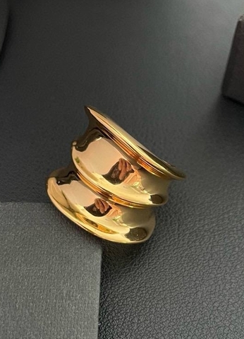 18139- Крупное, широкое кольцо YSL из латуни в лимонной позолоте