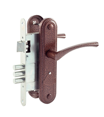 70-1-011 Замок врезной Омега-ЗВ9.1-01 (медь), с ручками, 3 ключа, сувальдный мех-м, 3 ригеля d-12мм (Россия)