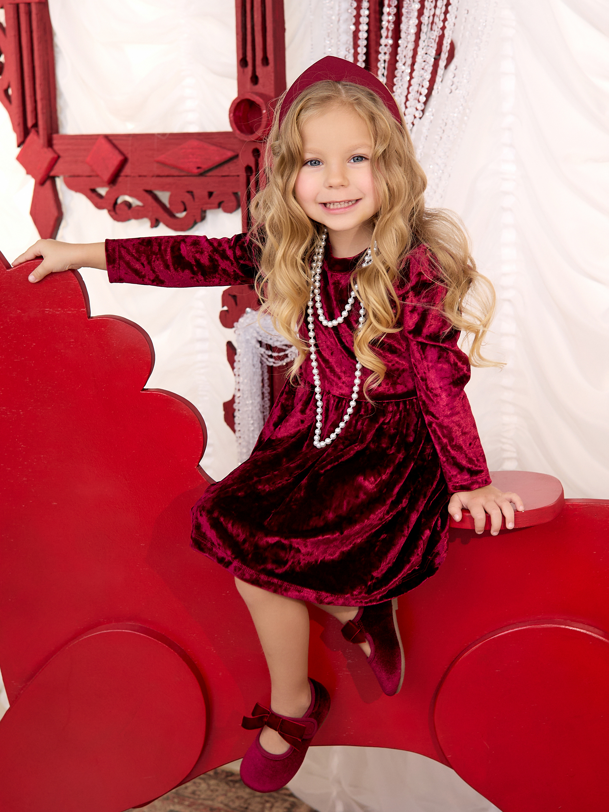 Платье Фея бархат бордо