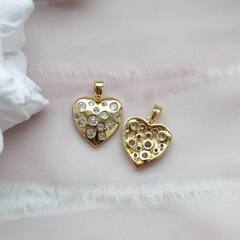 УЦЕНКА!!! Подвеска Сердце с фианитами, 16*15 мм, позолота. У060