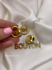 Пуговица Скиап. Золотистый пирсинг в стразах (с подвижной частью)