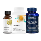 Комплект для всесторонней поддержки Витамин D/K2 жидкий + Two-Per-Day мультивитамины + Super EPA Омега-3, Thorne Research + Life Extension 1