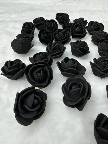 Роза из фоамирана круглая 3-3,5 см, черные, набор 27 шт.