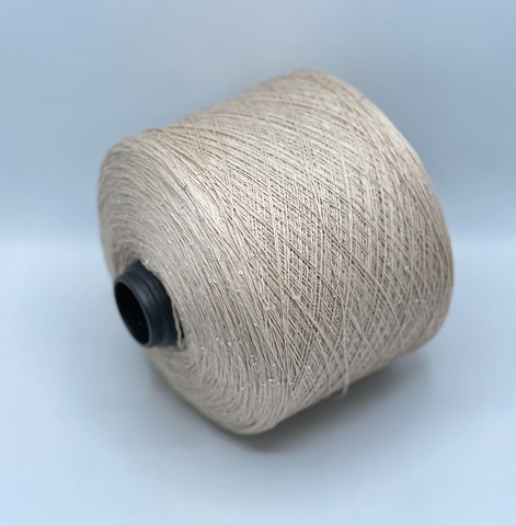 Бобинная пряжа, Linette Pailletes, 450м, 80% Лен, 20% Полиэстер(пайетка), Светло-бежевый+пайетка.37687