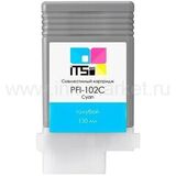 Совместимый картридж Canon PFI-102C (Cyan Dye) 130 мл для iPF500, iPF510, iPF600, iPF605, iPF610, iPF650, iPF655, iPF700, iPF710, iPF720, iPF750, iPF755, LP17