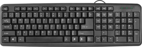 Клавиатура Defender  HB-420 (45420) USB, мембранная, проводная 	- длина кабеля 1,5 м, английский + русский, цвет черный, классический дизайн, количество дополнительных клавиш (функций)	12 (+FN) - купить в компании MAKtorg