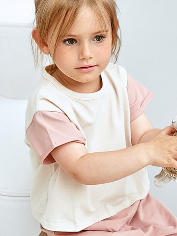 Футболка детская бежевый/розовый