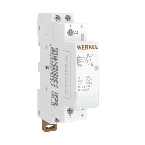Контактор модульный 25 A 2NO - 1 модуль. Цвет Белый. Werkel(Веркель). Модульные устройства. a069474 / W941M25O