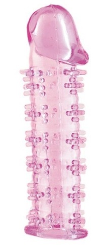 Гелевая розовая насадка на фаллос с шипами - 12 см. - Toyfa Basic Basic 818031-3