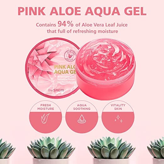 Розовый алоэ. The Saem Pink Aloe Aqua Gel. Пинк алоэ Аква гель. Гель с розовым алоэ the Saem.
