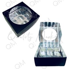 Коробка под капкейки с окном 235*235*100 мм (9) (черная), 50шт