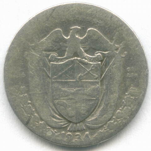 1/10 бальбоа 1934 год. Панама. Серебро F- (Тираж 75000)