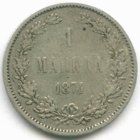 1 марка 1874 год (S). Россия для Финляндии. VF