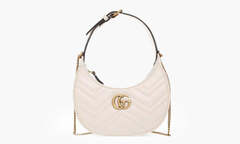 Сумка Gucci GG Marmont Half-Moon Shaped Leather MINI Bag "White"