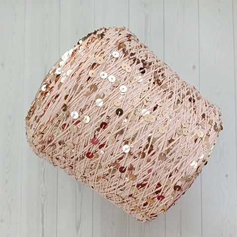 Пряжа Shine Paillettes 63105 розовое золото на персике