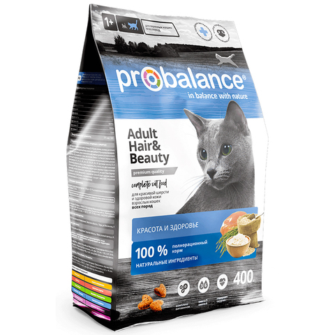 Сухой корм ProBalance Adult Hair&Beauty 400 г Красота и здоровье шерсти и кожи для кошек ИЮНЬ 2024