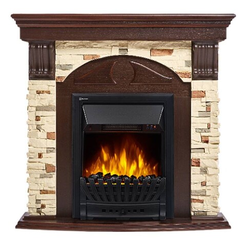 Портал Firelight Torre Classic камень сланец натуральный шпон темный дуб