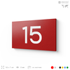 Табличка с номером 15 на дверь квартиры, для офиса, кабинета, аудитории, склада, красная 120х70 мм, Айдентика Технолоджи