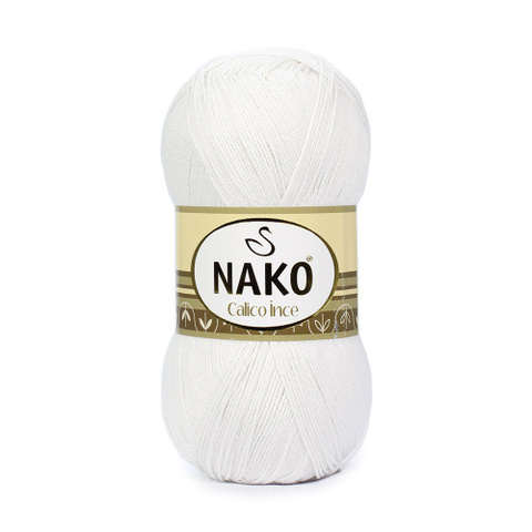 Пряжа Nako Calico Ince 208 белый (уп.5 мотков)